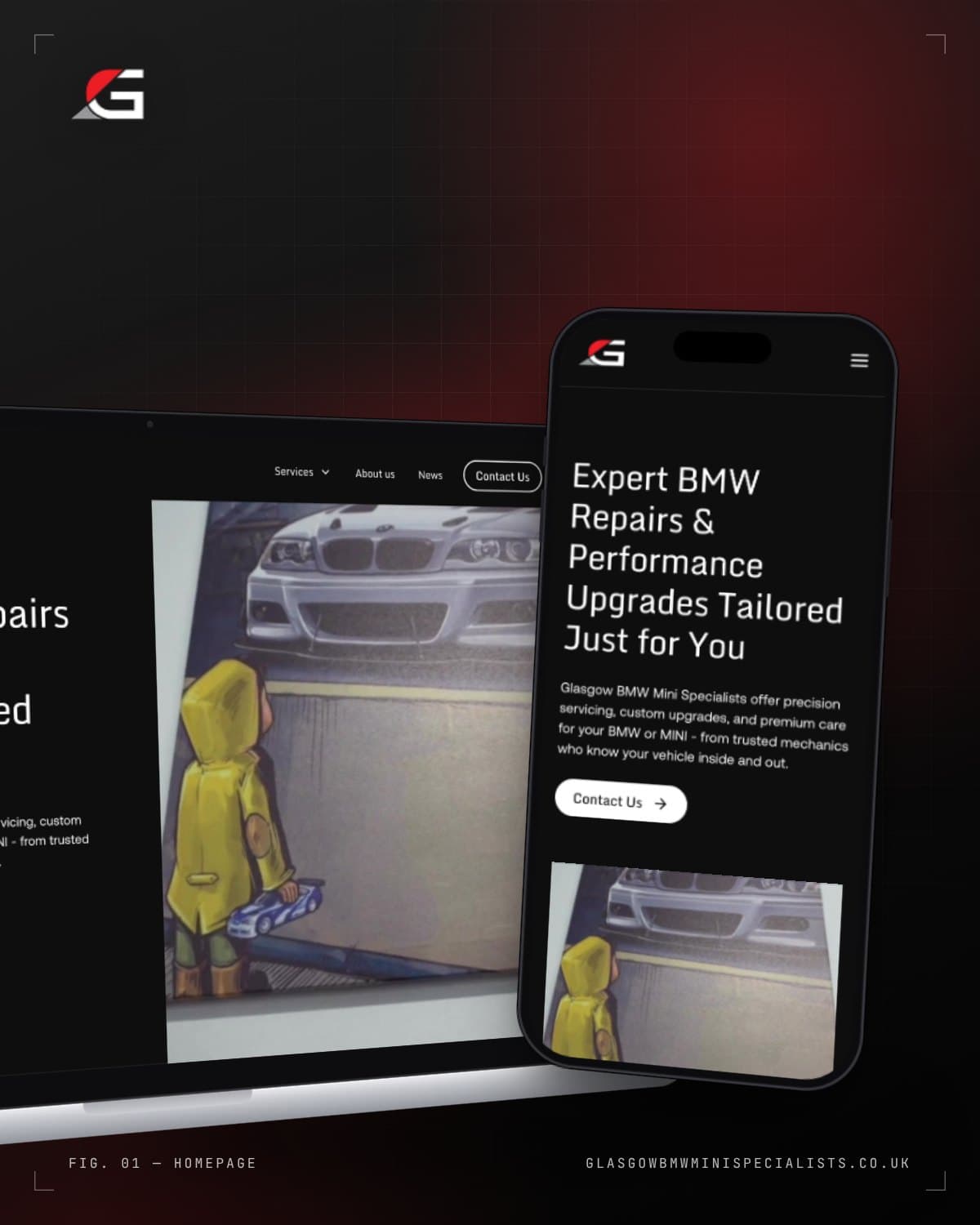 Glasgow BMW Mini website on desktop and mobile